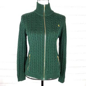 Lauren Ralph Lauren Full Zip Cable Knit Cardigan Size Large